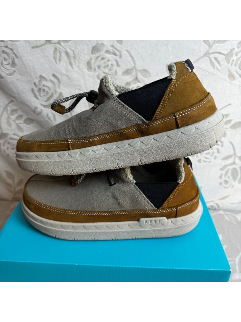 Reef Rambler Mens Suede Slip-On Shoes Sz 8 Brown & Tan Lightweight & Comfortable - Picture 8 of 10